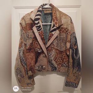 Painted Pony Tapestry Jacket in Wild Animal Print size Small